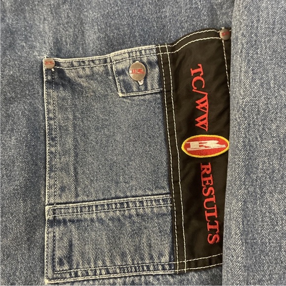 RESULTS Vintage 90’s Thick Distressed Denim Shirt Jacket Size M - Picture 3 of 7